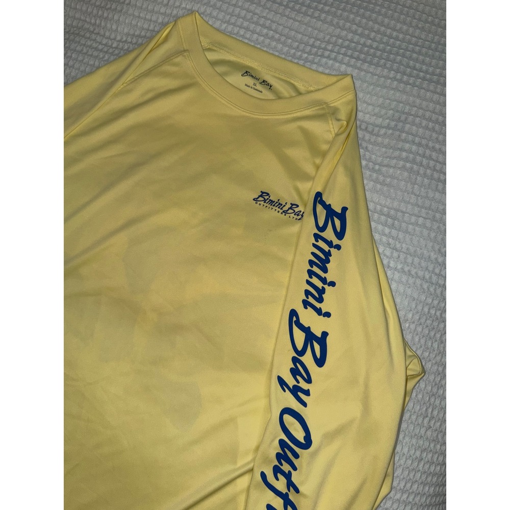 Bimini Bay Performance Fishing Shirt Mens XL Yellow‎ Long Sleeve Graphic Hookin